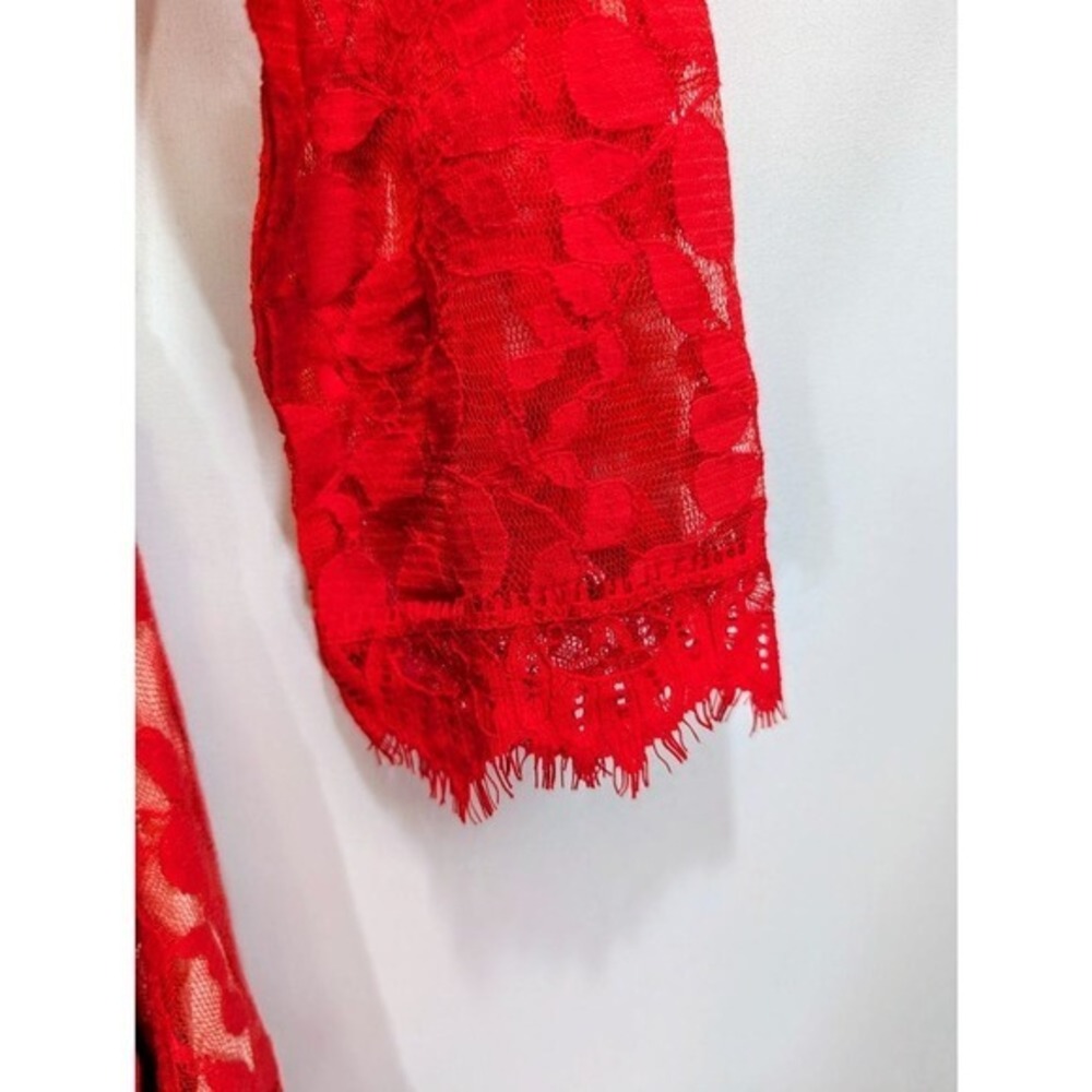 Free People Hot Red Lace Fit & Flare Dress Size 4 NWT - Picture 4 of 9